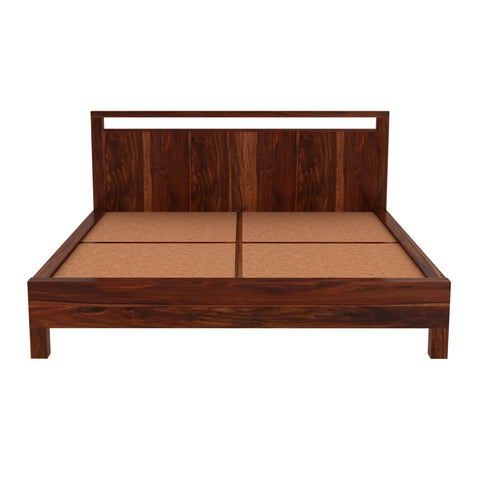 Denzaderb Solid Sheesham Wood Bed Without Storage (King Size, Natural Finish)