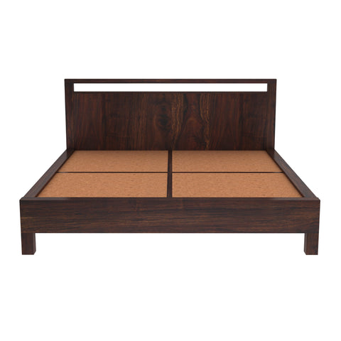 Denzaderb Solid Sheesham Wood Bed Without Storage (Queen Size, Walnut Finish)