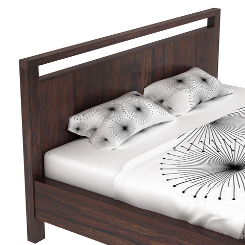 Denzaderb Solid Sheesham Wood Bed Without Storage (Queen Size, Walnut Finish)