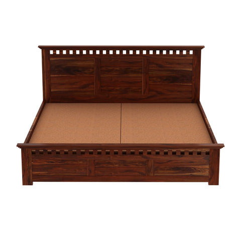 Amer Solid Sheesham Wood Bed Without Storage (Queen Size, Natural Finish)