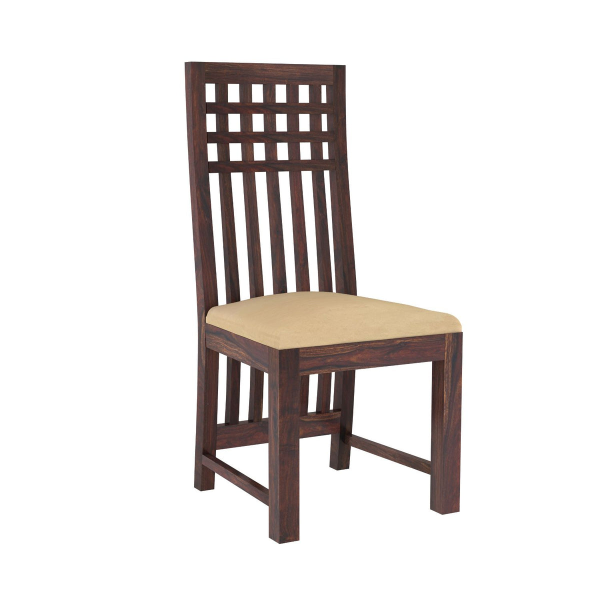 Amer Solid Sheesham Wood 4 Seater Dining Table With 4 Chairs (With Cushion, Walnut Finish)