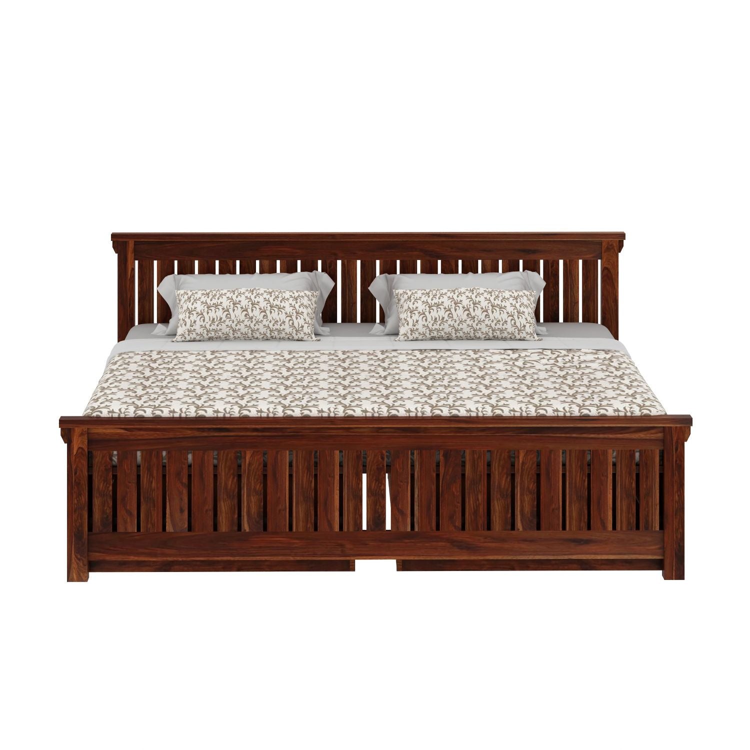 Trinity Solid Sheesham Wood Bed With Two Drawers (King Size, Natural Finish)