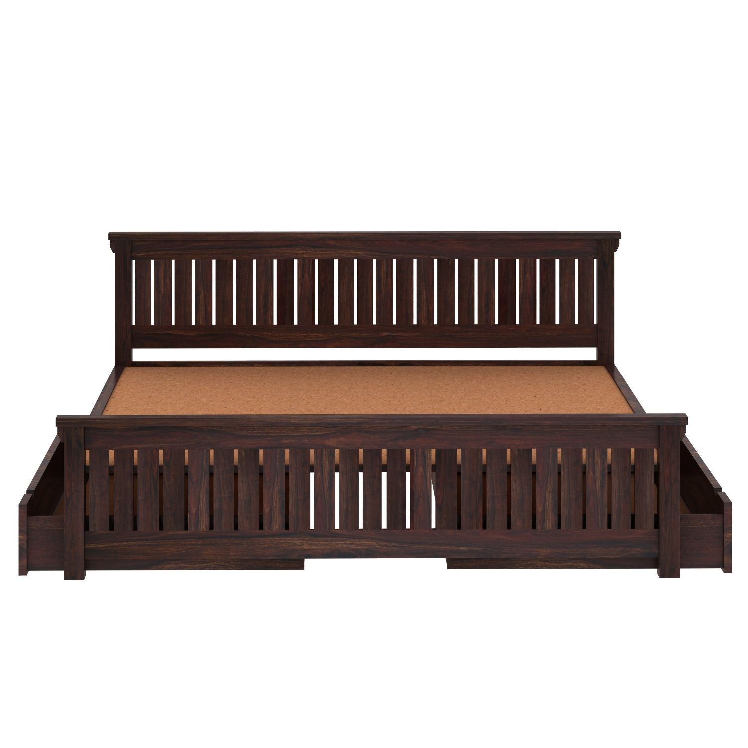 Trinity Solid Sheesham Wood Bed With Two Drawers (King Size, Walnut Finish)