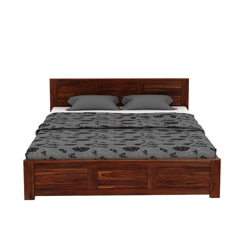 Woodwing Solid Sheesham Wood Bed With Four Drawers (King Size, Natural Finish)