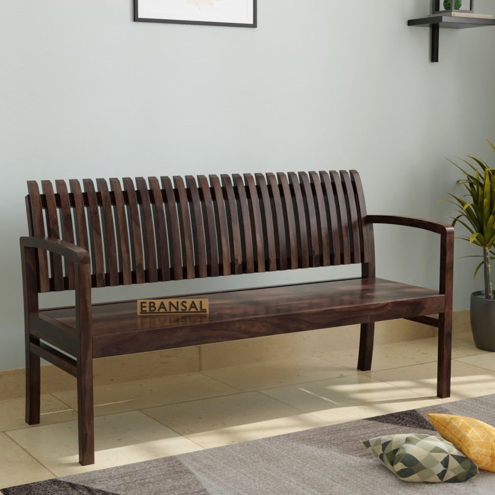 Dumdum Solid Sheesham Wood 2 Seater Bench (Walnut Finish)