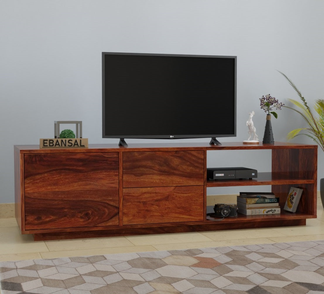 Dumdum Solid Sheesham Wood TV Unit (Natural Finish)