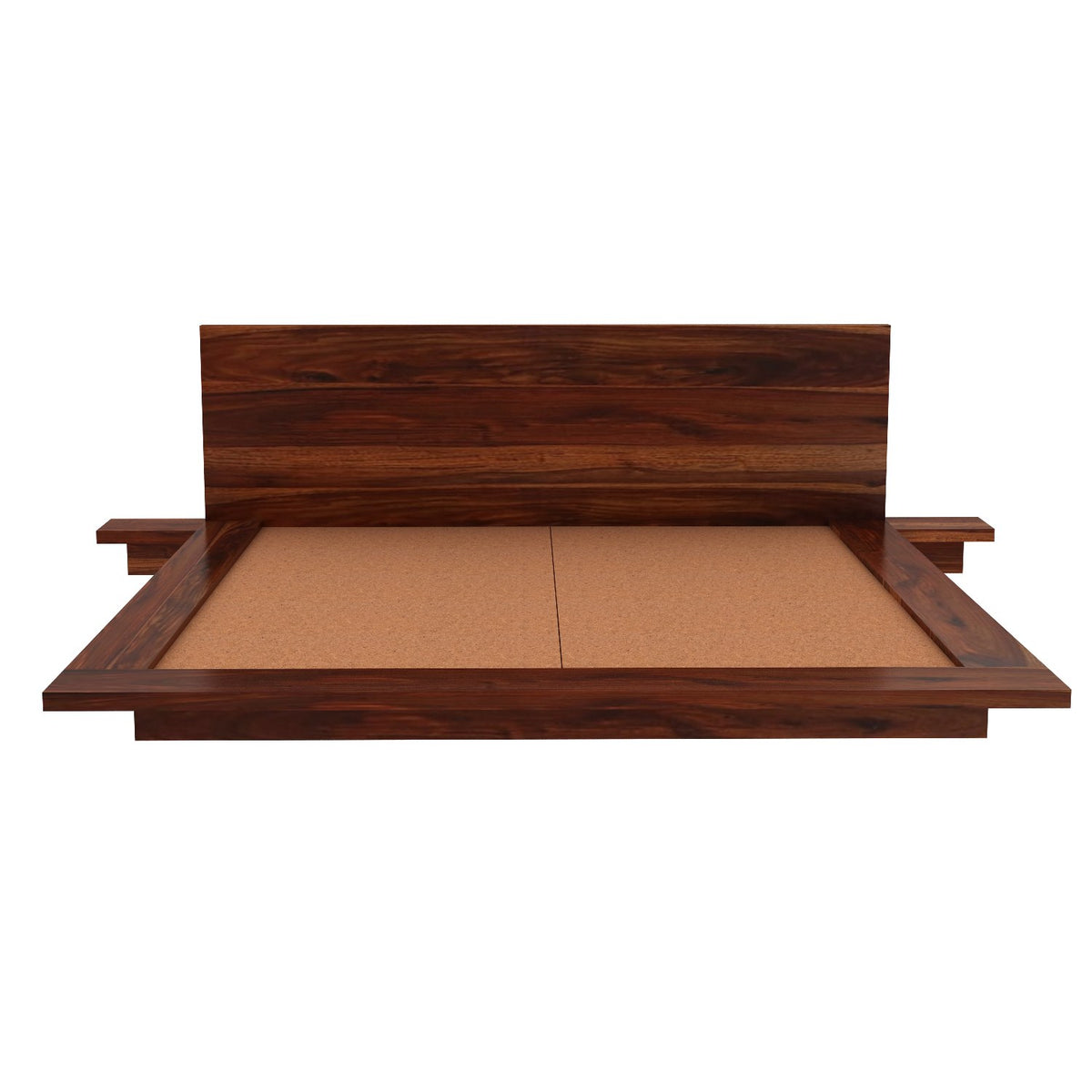 Woodora Solid Sheesham Wood Bed With Bedside Tables (King Size, Natural Finish)