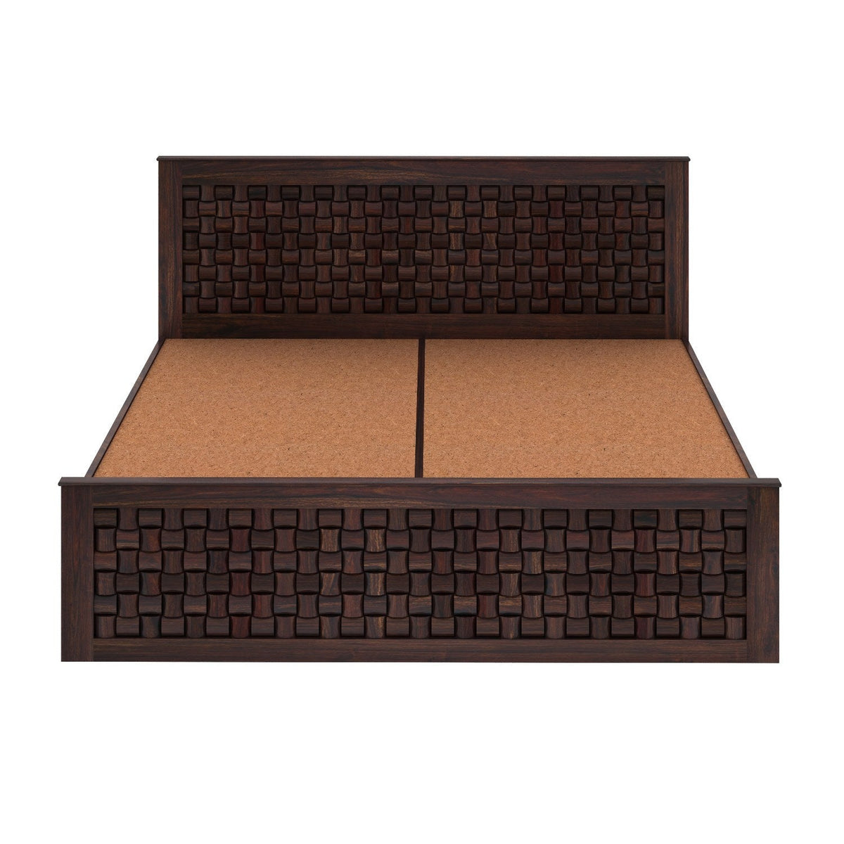Olivia Solid Sheesham Wood Bed Without Storage (King Size, Walnut Finish)