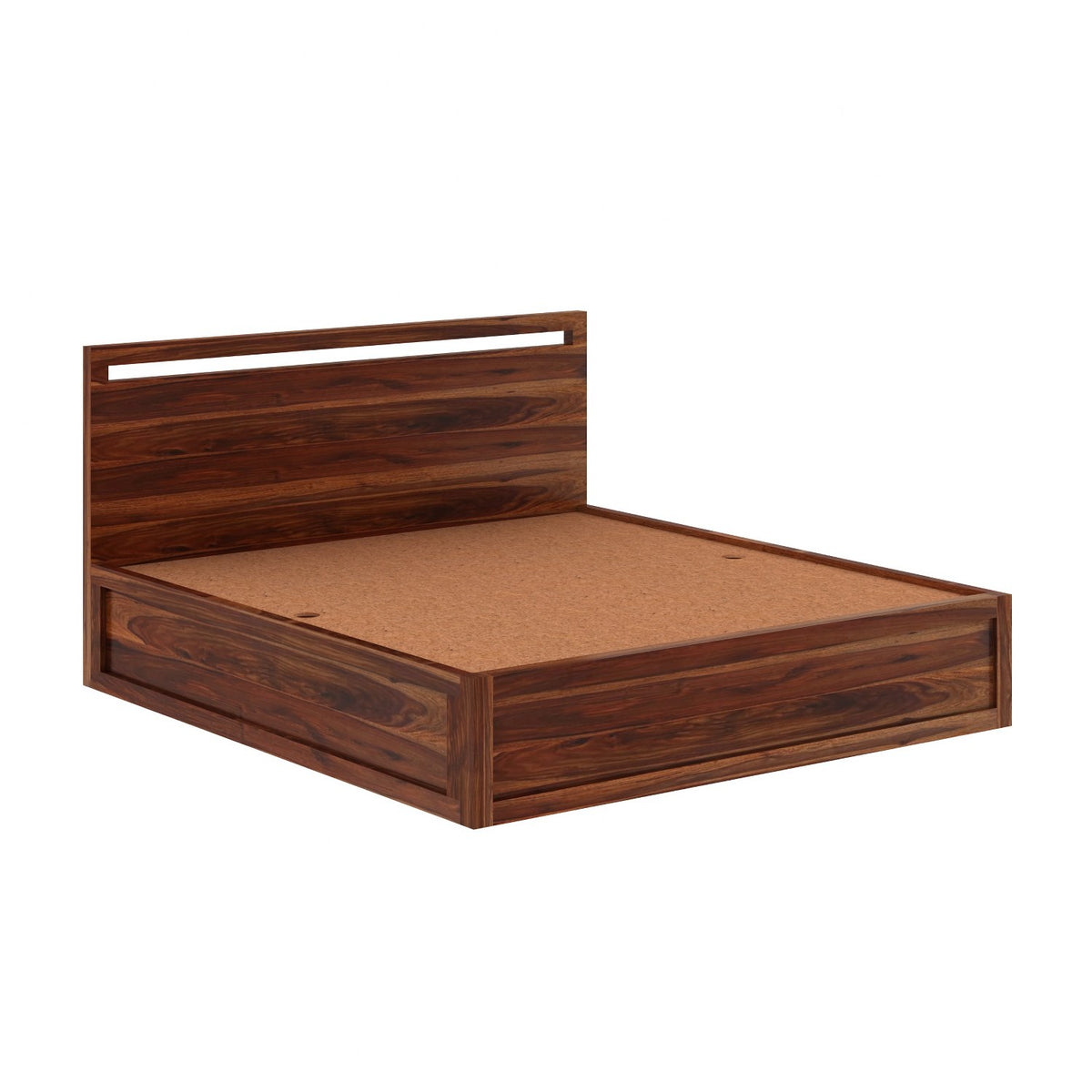 Livinn Solid Sheesham Wood Bed With Box Storage (King Size, Natural Finish)