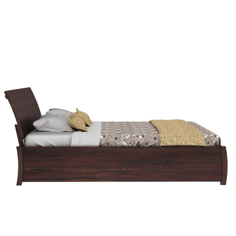 Dumdum Solid Sheesham Wood Bed With Two Drawers (Queen Size, Walnut Finish)