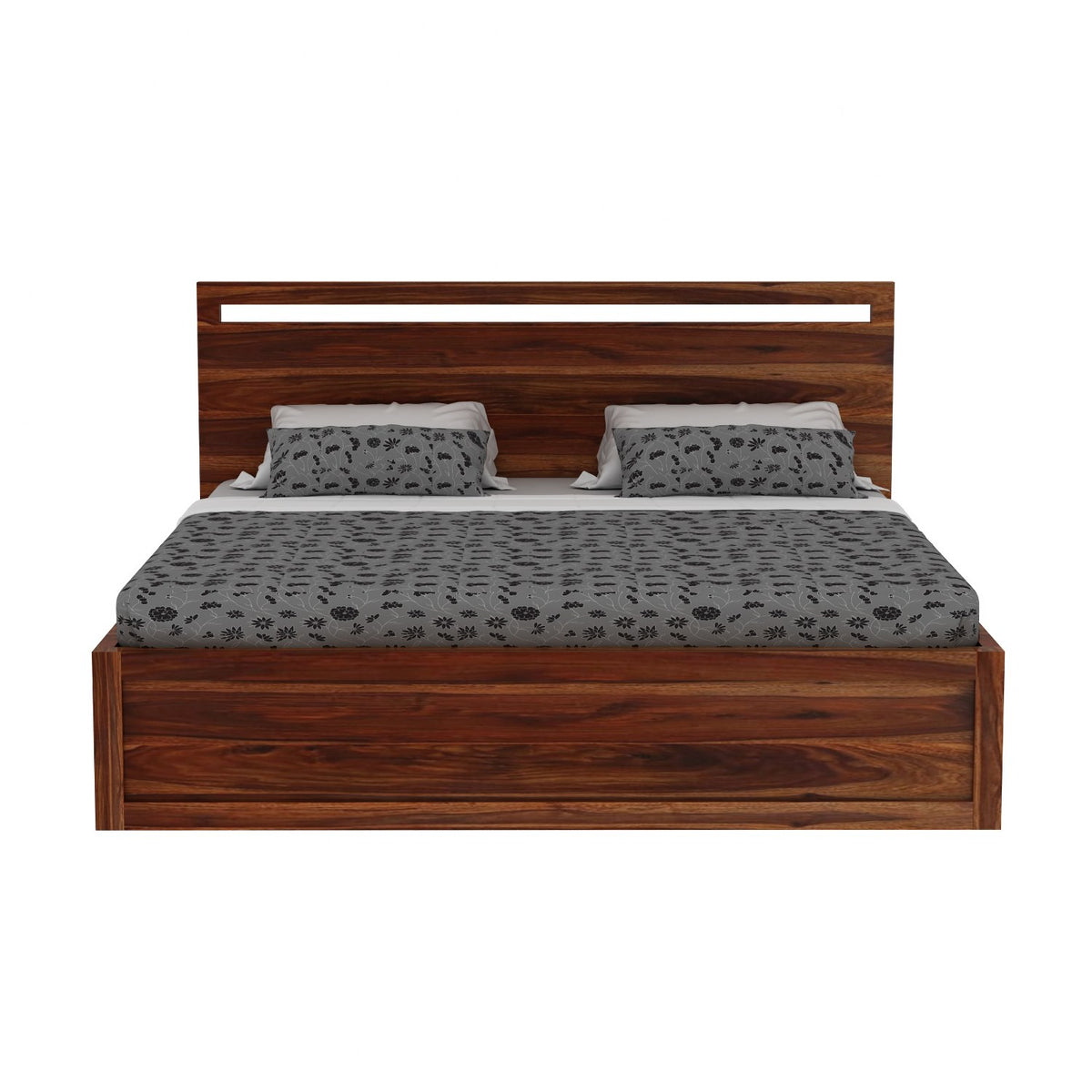 Livinn Solid Sheesham Wood Bed With Box Storage (King Size, Natural Finish)