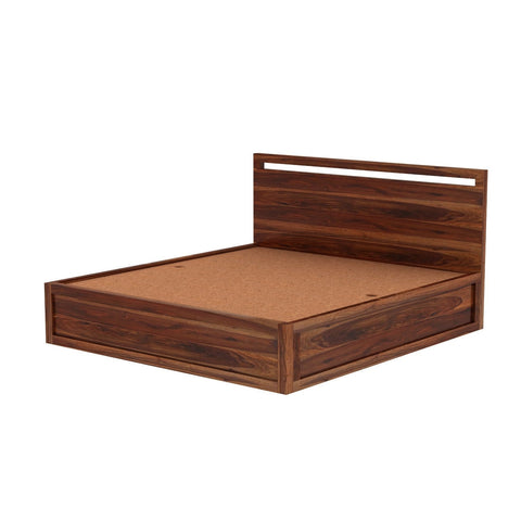 Livinn Solid Sheesham Wood Bed With Box Storage (Queen Size, Natural Finish)