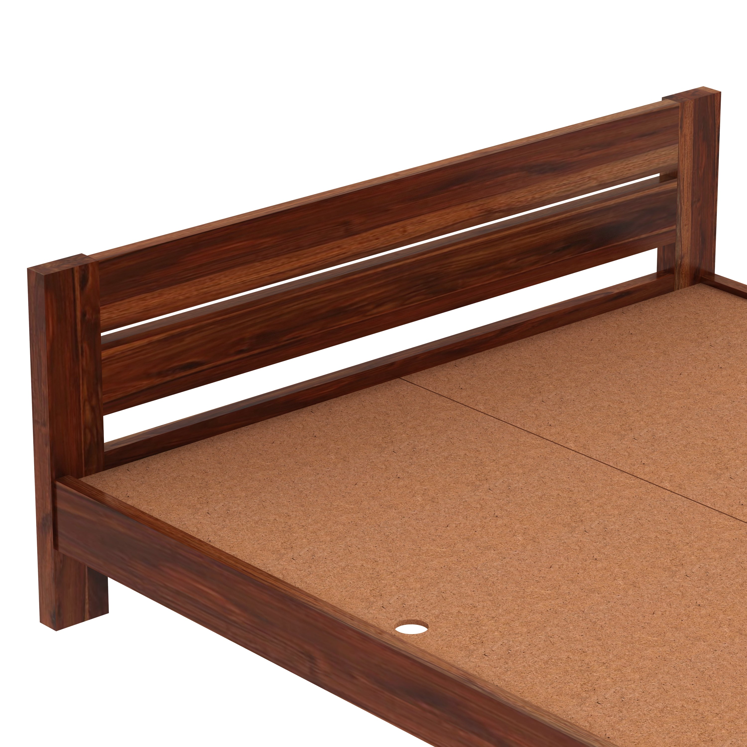 Maria Solid Sheesham Wood Bed Without Storage (Queen Size, Natural Finish)