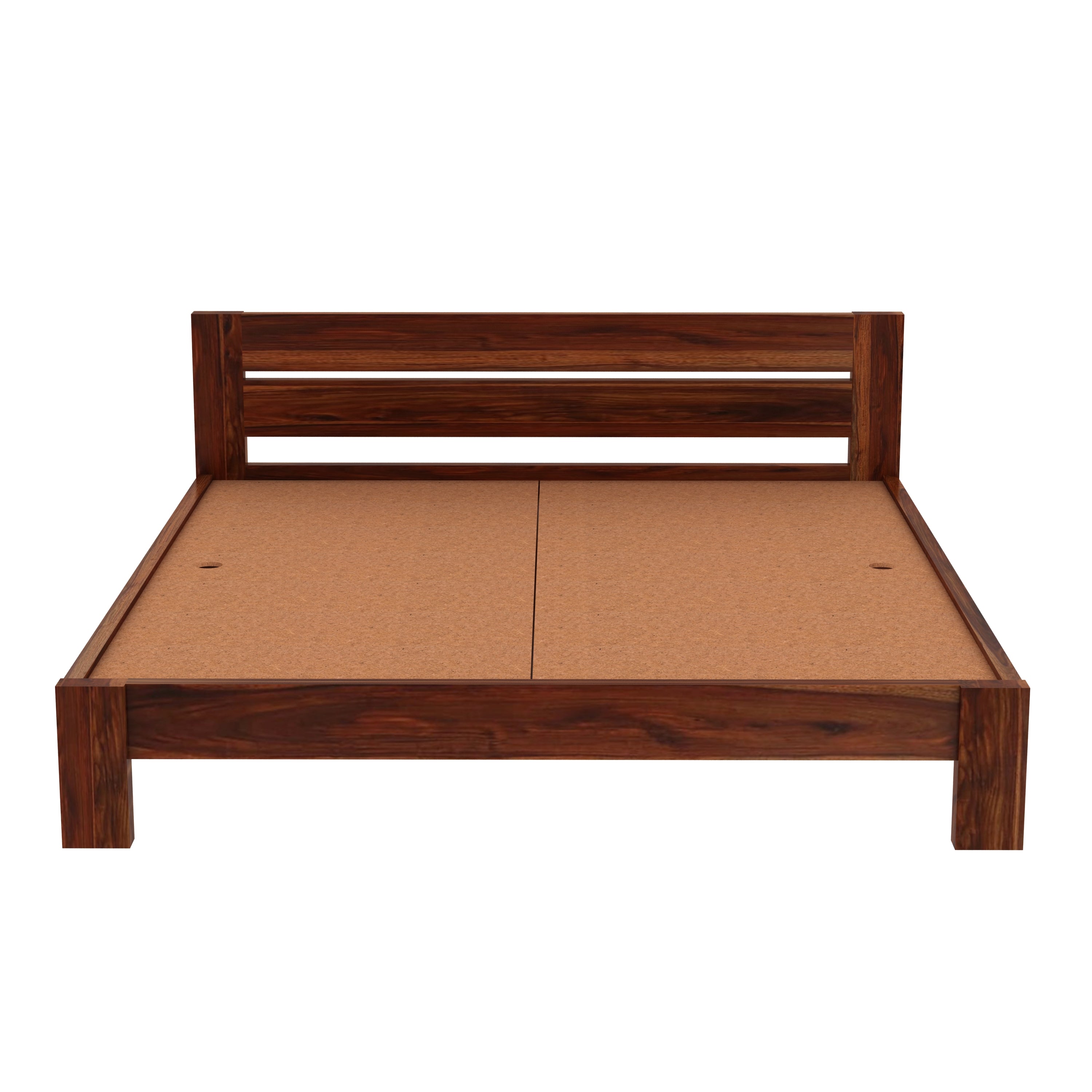 Maria Solid Sheesham Wood Bed Without Storage (King Size, Natural Finish)