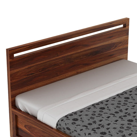 Livinn Solid Sheesham Wood Bed With Box Storage (Queen Size, Natural Finish)