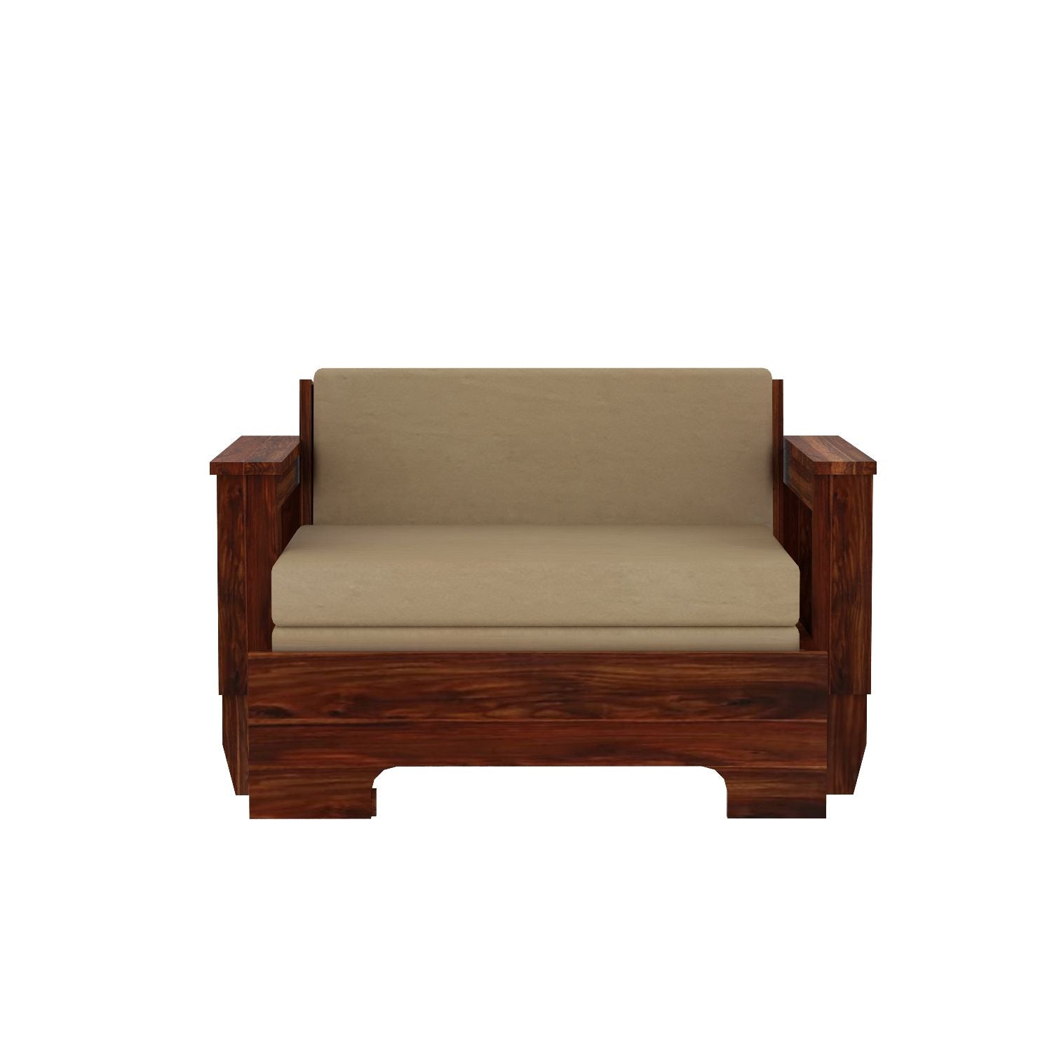 Trinity Solid Sheesham Wood 2 Seater Sofa Cum Bed (Natural Finish)