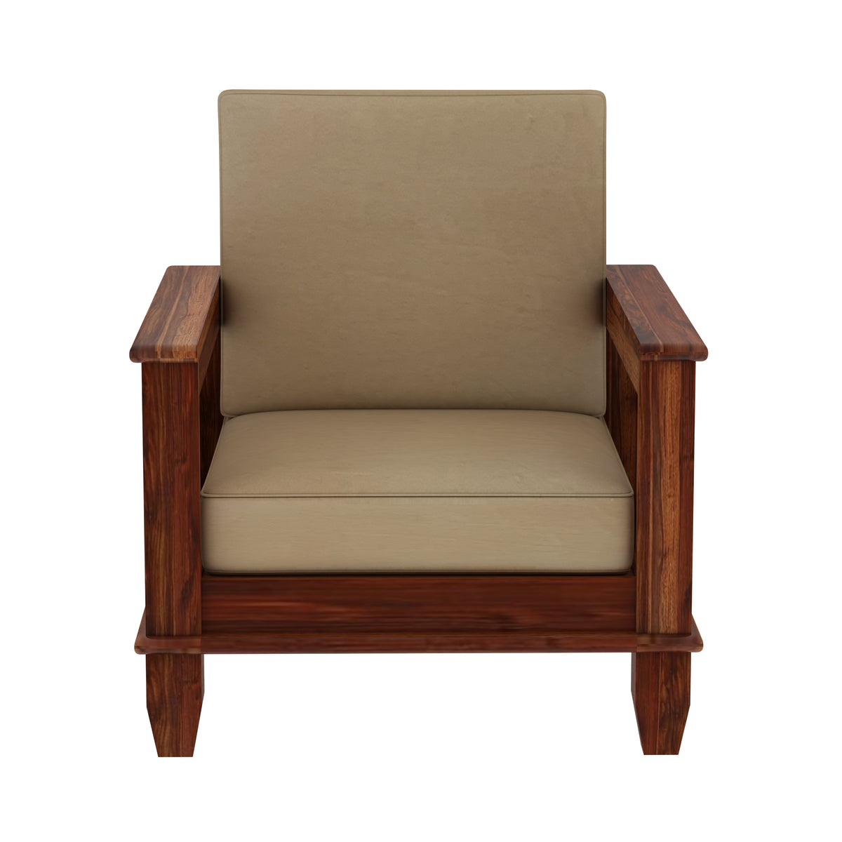Trinity Solid Sheesham Wood 5 Seater Sofa Set With Coffee Table (3+1+1, Natural Finish)