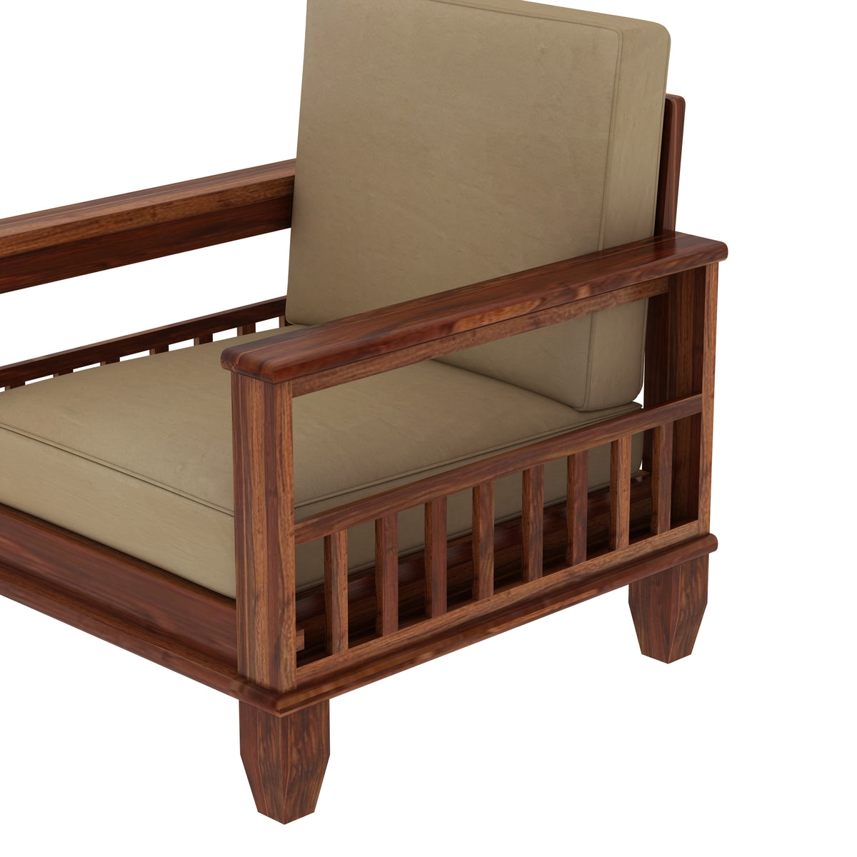 Trinity Solid Sheesham Wood 5 Seater Sofa Set With Coffee Table (3+1+1, Natural Finish)