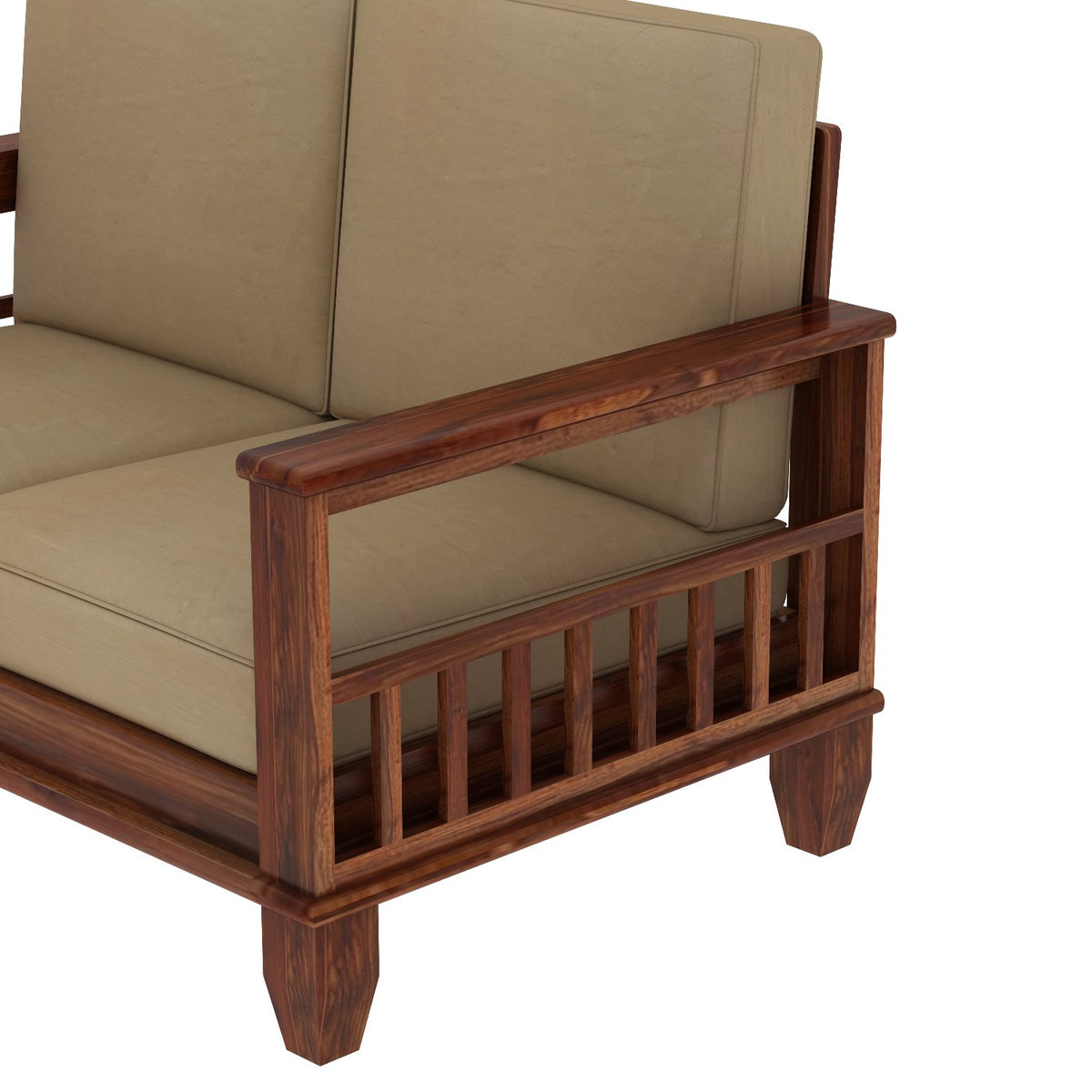 Trinity Solid Sheesham Wood 5 Seater Sofa Set With Coffee Table (3+1+1, Natural Finish)