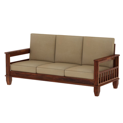 Trinity Solid Sheesham Wood 3 Seater Sofa (Natural Finish)