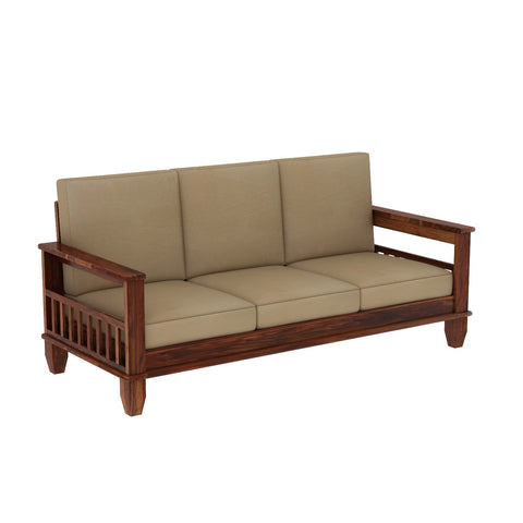 Trinity Solid Sheesham Wood 5 Seater Sofa Set (3+1+1, Natural Finish)