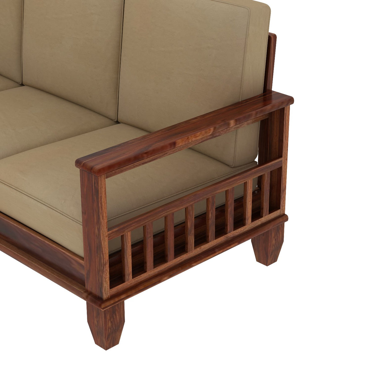 Trinity Solid Sheesham Wood 5 Seater Sofa Set With Coffee Table (3+1+1, Natural Finish)