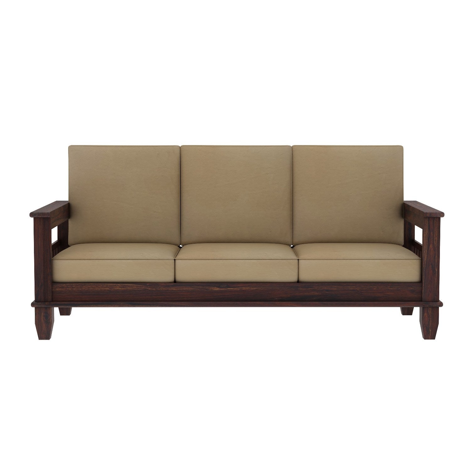 Trinity Solid Sheesham Wood 3 Seater Sofa (Walnut Finish)