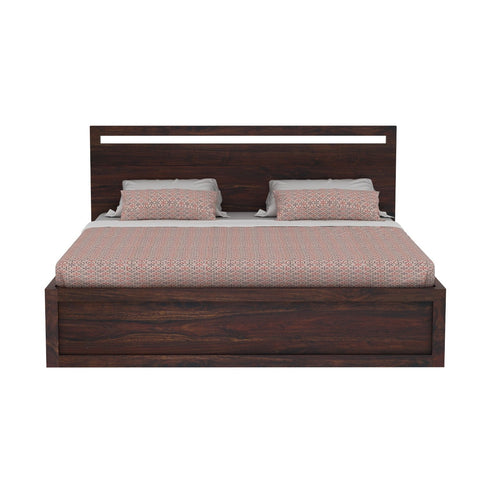 Livinn Solid Sheesham Wood Bed With Box Storage (King Size, Walnut Finish)