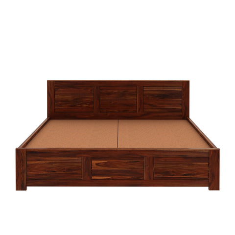 Woodwing Solid Sheesham Wood Bed With Box Storage (Queen Size, Natural Finish)