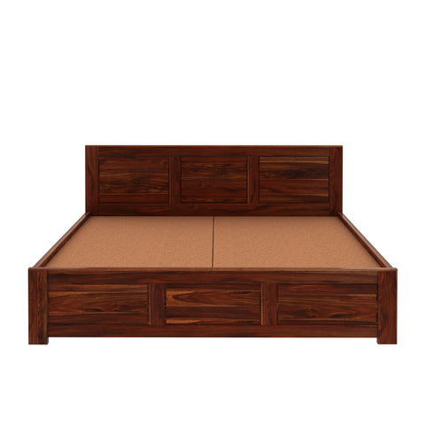 Woodwing Solid Sheesham Wood Bed With Box Storage (King Size, Natural Finish)