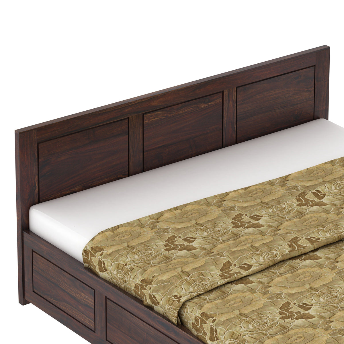 Woodwing Solid Sheesham Wood Bed With Box Storage (King Size, Walnut Finish)