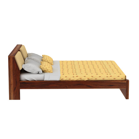 Rubikk Solid Sheesham Wood Bed Without Storage (Queen Size, Natural Finish)