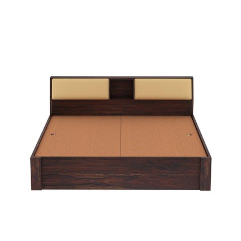 Rubikk Solid Sheesham Wood Bed Without Storage (King Size, Walnut Finish)