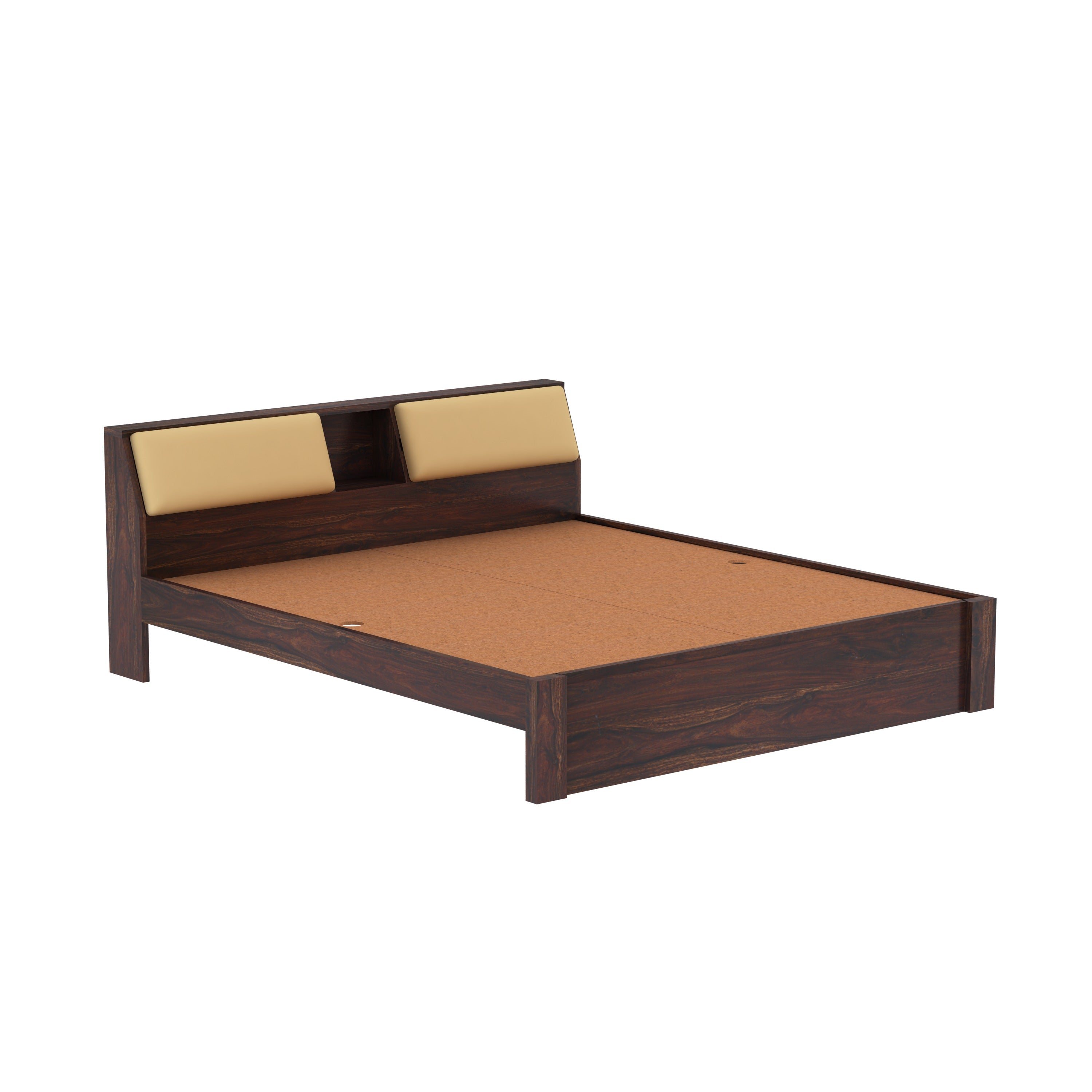 Rubikk Solid Sheesham Wood Bed Without Storage (Queen Size, Walnut Finish)