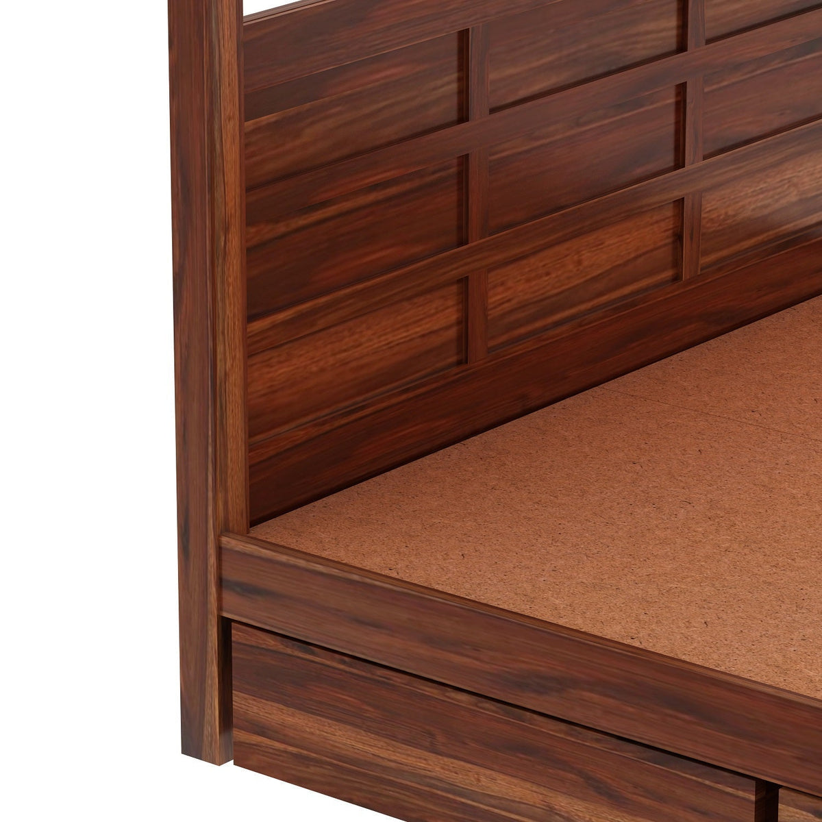Woodwing Solid Sheesham Wood Poster Bed With Four Drawers (Queen Size, Natural Finish)