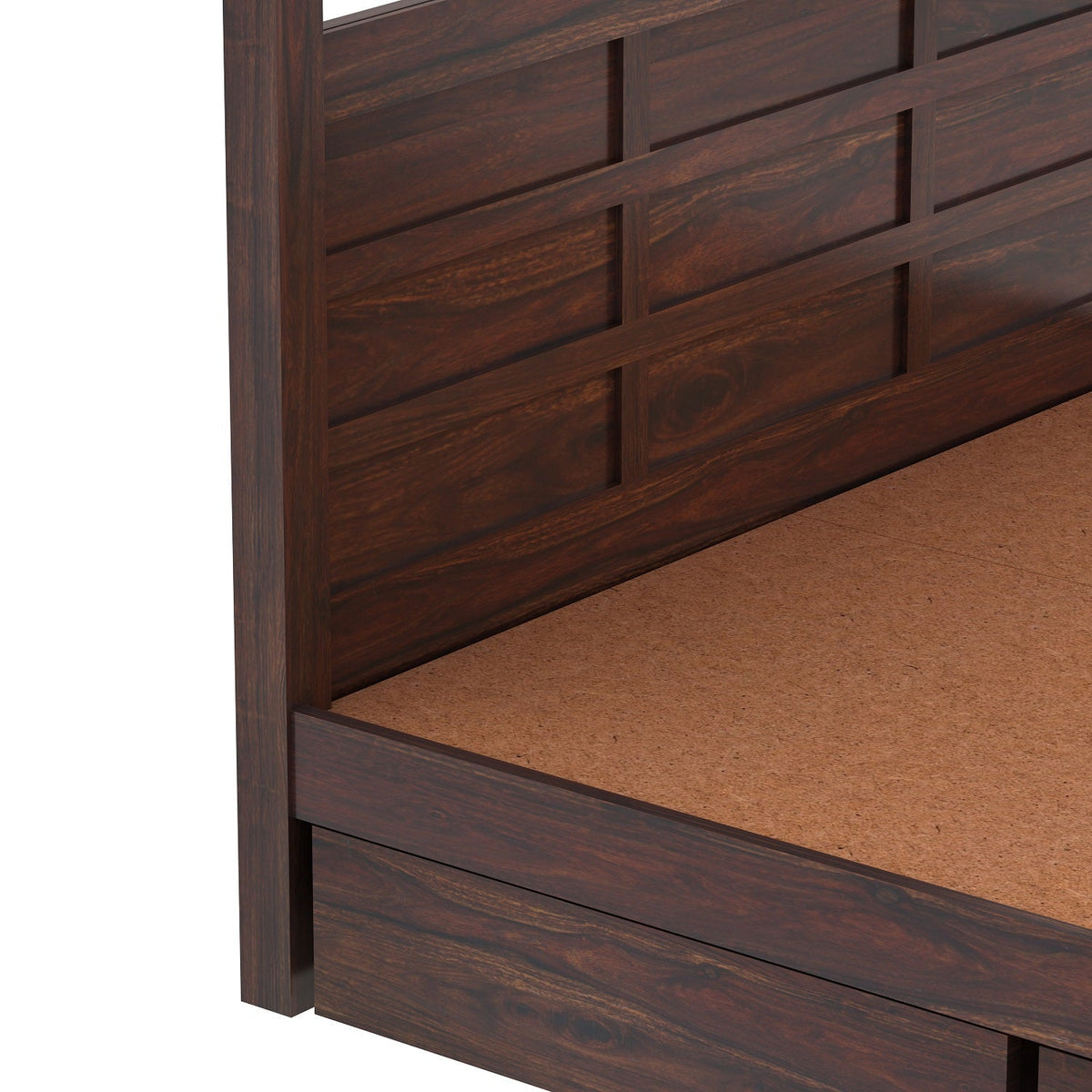 Woodwing Solid Sheesham Wood Poster Bed With Four Drawers (Queen Size, Walnut Finish)