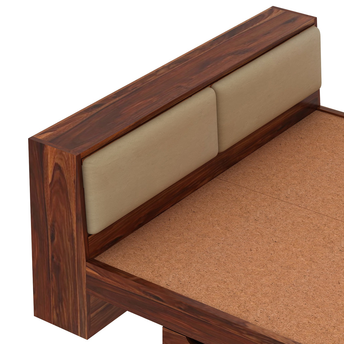 Lumin Solid Sheesham Wood Bed With 2 Drawers And 2 Side Tables (Queen Size, Natural)