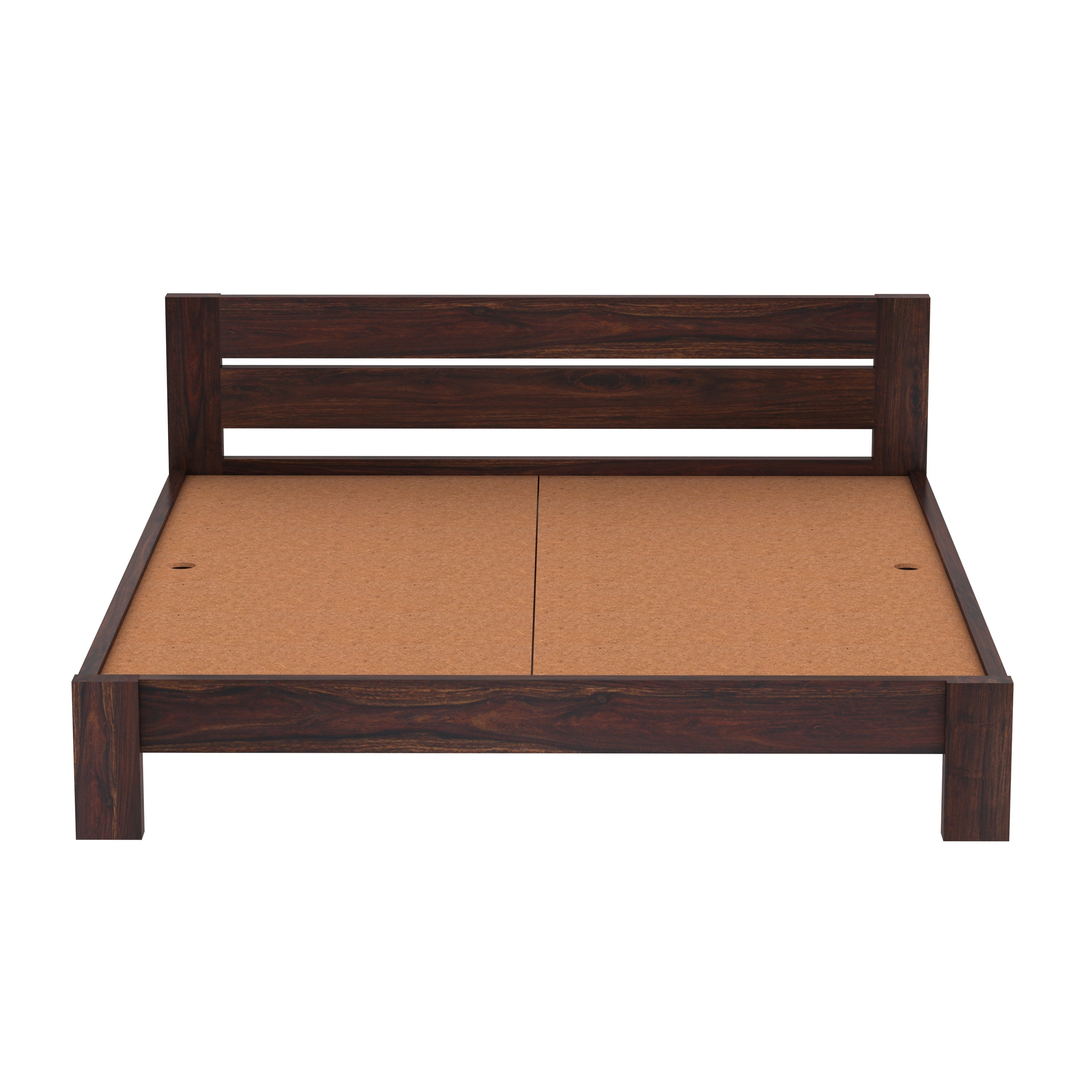 Maria Solid Sheesham Wood Bed Without Storage (King Size, Walnut Finish)