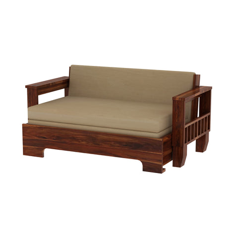 Trinity Solid Sheesham Wood 3 Seater Sofa Cum Bed (Natural Finish)