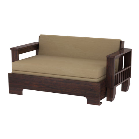 Trinity Solid Sheesham Wood 3 Seater Sofa Cum Bed (Walnut Finish)