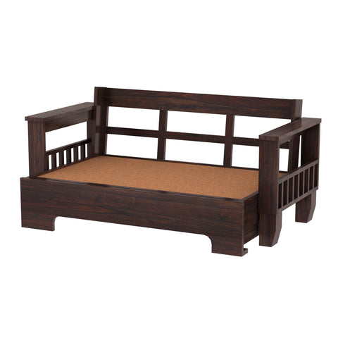 Trinity Solid Sheesham Wood 3 Seater Sofa Cum Bed (Walnut Finish)