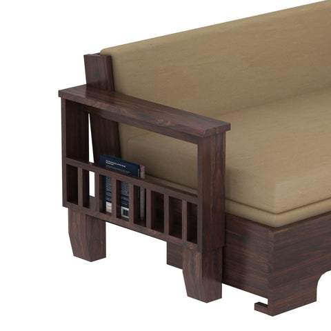 Trinity Solid Sheesham Wood 3 Seater Sofa Cum Bed (Walnut Finish)