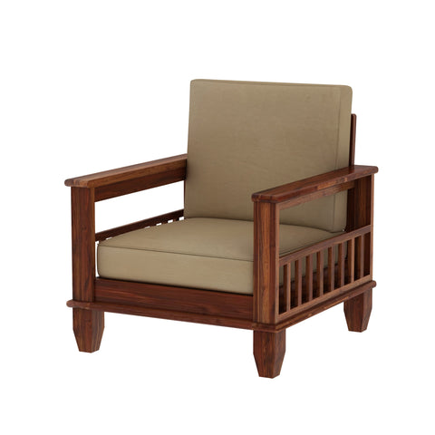 Trinity Solid Sheesham Wood Single Seater Sofa (Natural Finish)