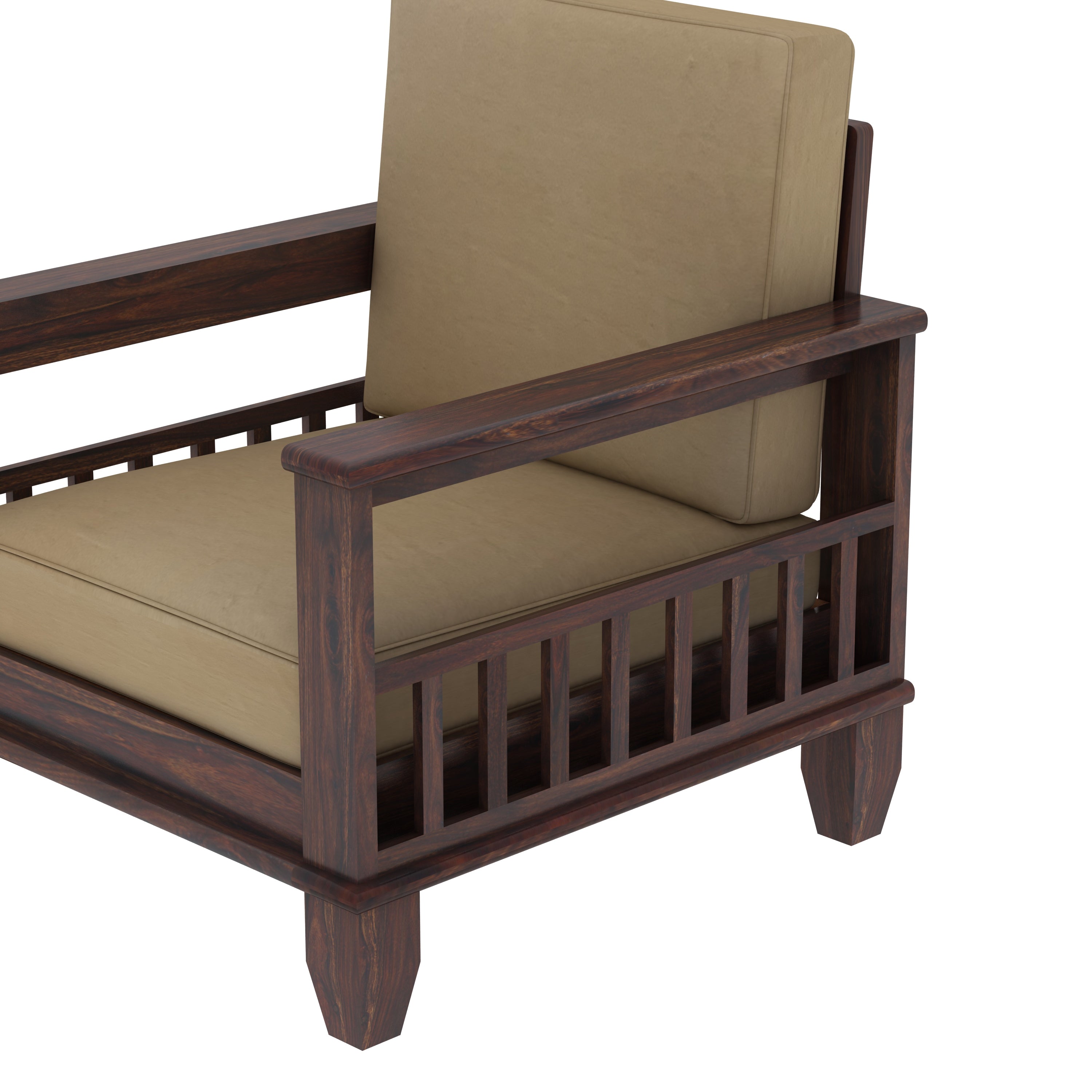 Trinity Solid Sheesham Wood Single Seater Sofa (Walnut Finish)