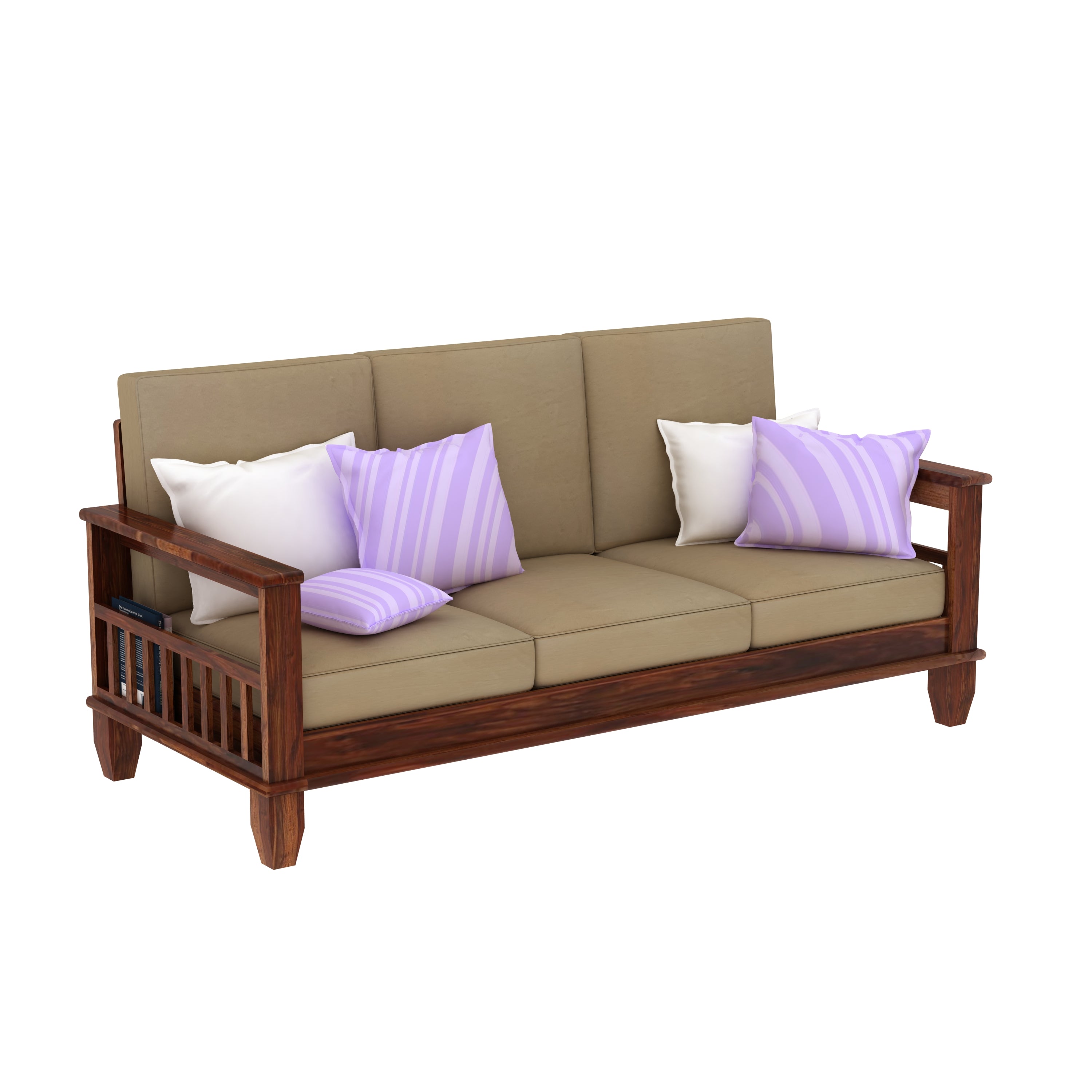 Trinity Solid Sheesham Wood 5 Seater Sofa Set (3+2, Natural Finish)