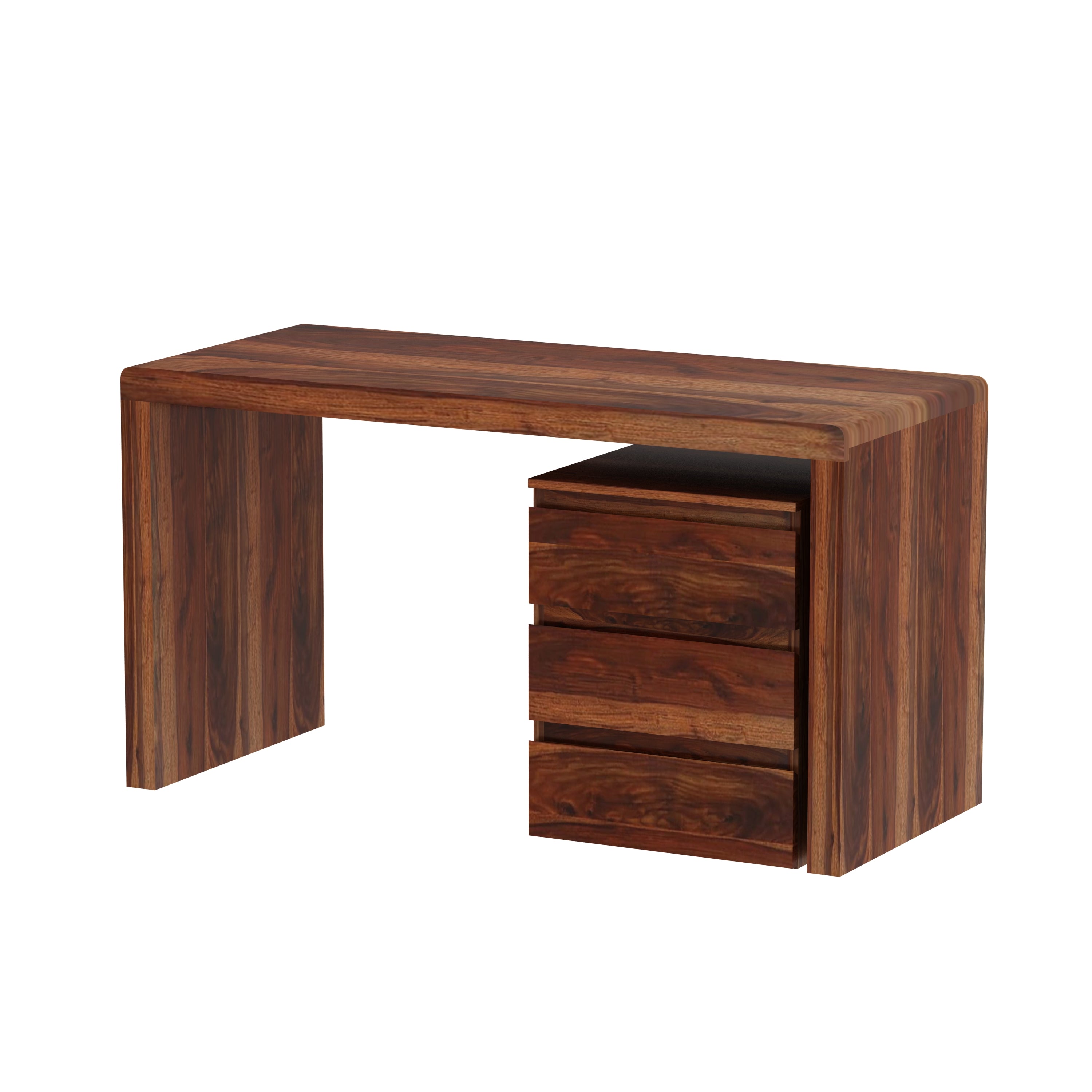 Denzaderb Solid Sheesham Wood Study Table With Movable Chest of Drawers (Natural Finish)
