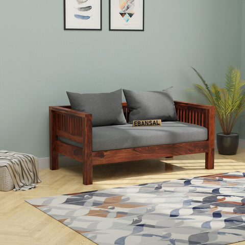 Essen Solid Sheesham Wood 2 Seater Sofa (Natural Finish)
