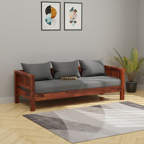 Essen Solid Sheesham Wood 3 Seater Sofa (Natural Finish)