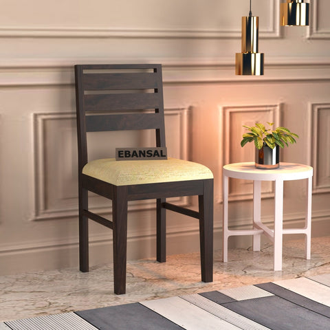 Feelinn Solid Sheesham Wood Chair (With Cushion, Walnut Finish)