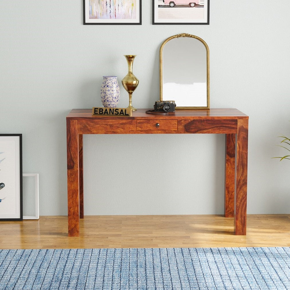 Fusta Solid Sheesham Wood Console Table (1D, Natural Finish)